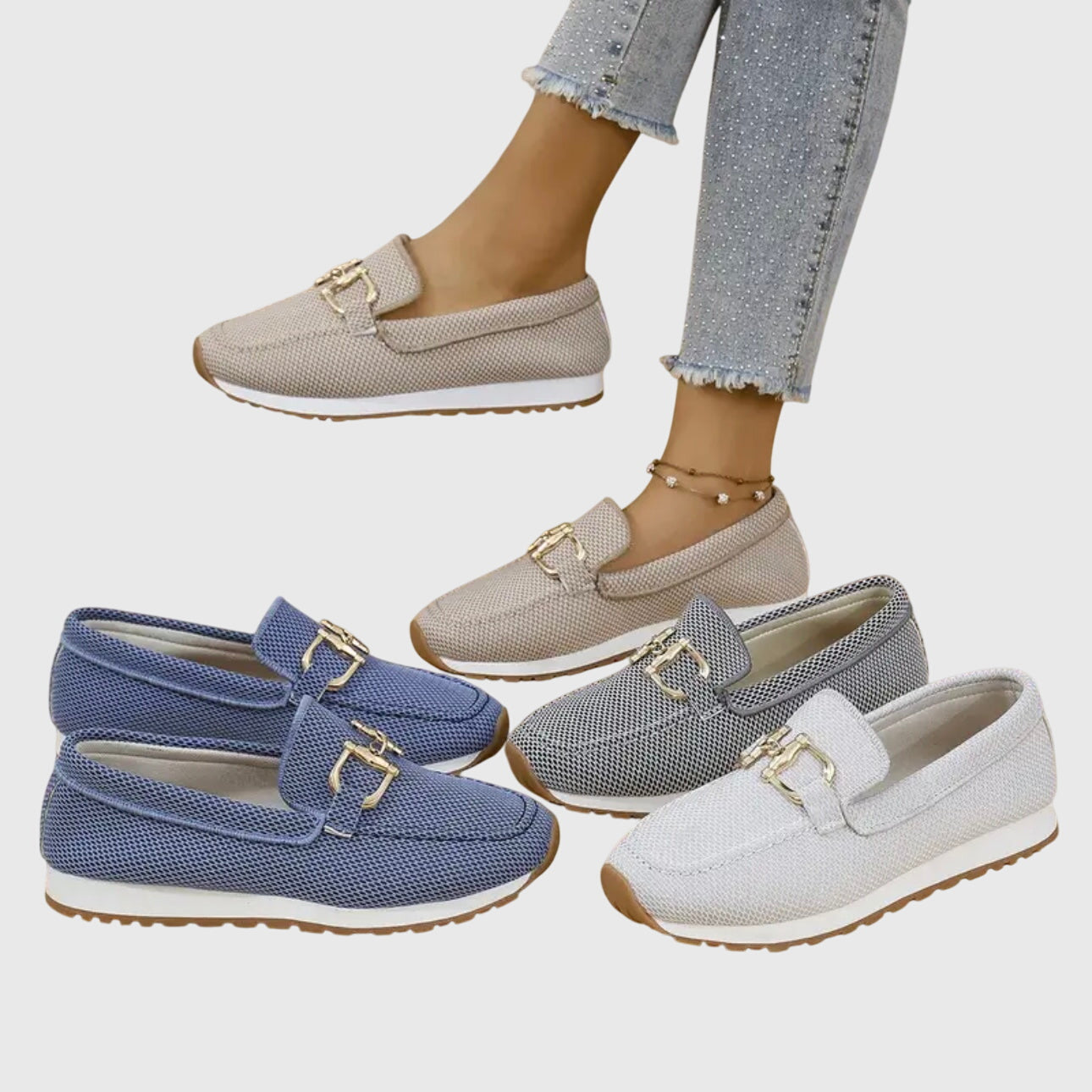 Women’s Mesh Bit Loafer Sneakers – Breathable Slip-On Comfort Shoes