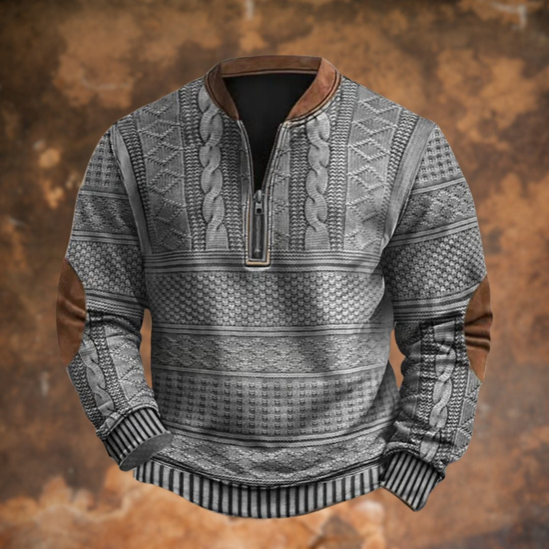 Men's Vintage Knitted Sweater with Zip, Dirk
