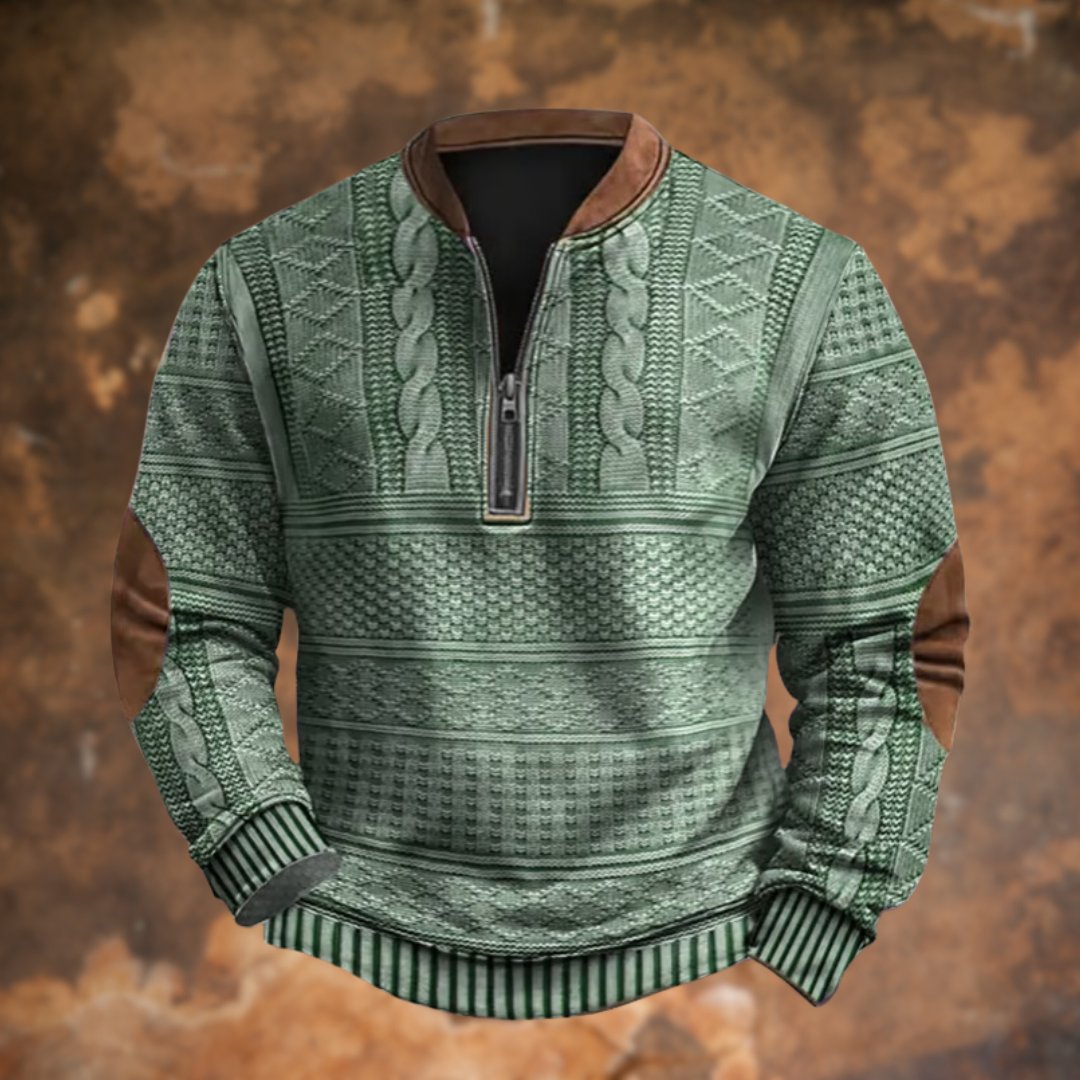Men's Vintage Knitted Sweater with Zip, Dirk