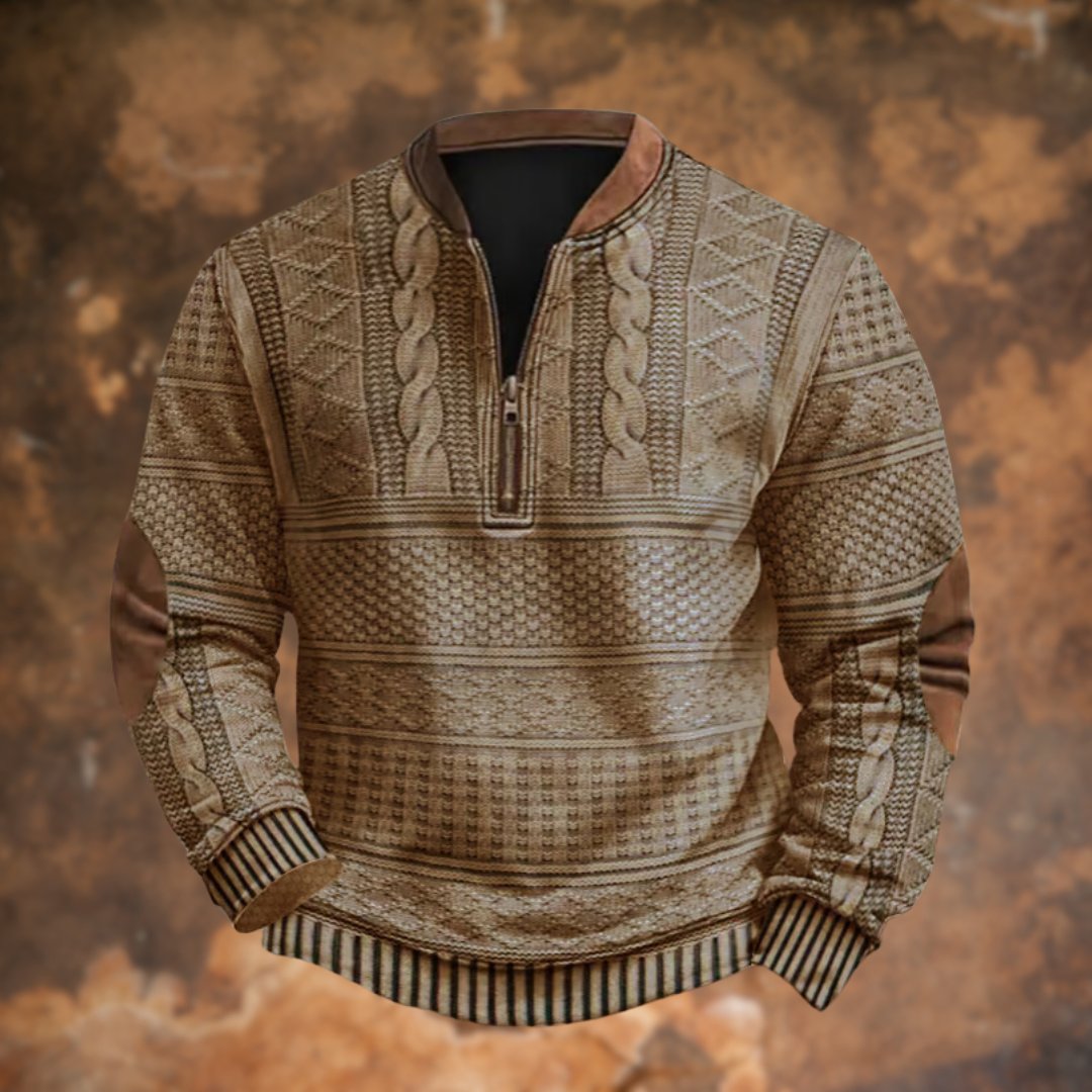 Men's Vintage Knitted Sweater with Zip, Dirk