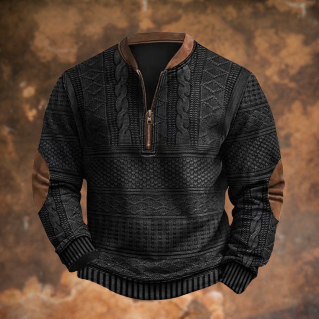 Men's Vintage Knitted Sweater with Zip, Dirk