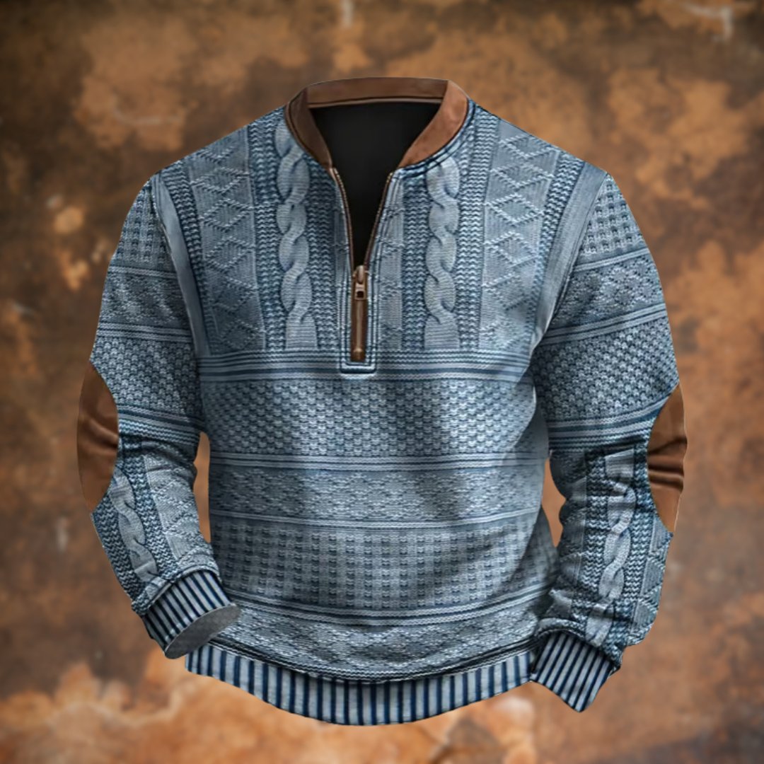 Men's Vintage Knitted Sweater with Zip, Dirk