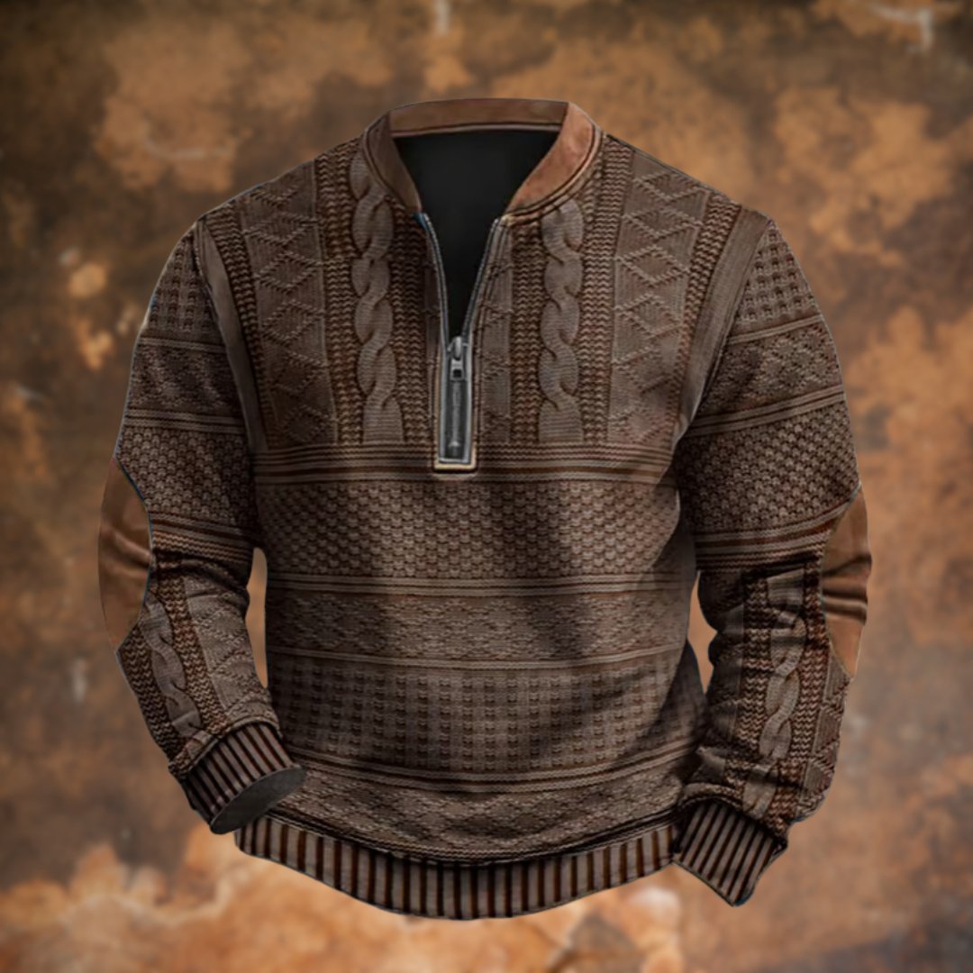 Men's Vintage Knitted Sweater with Zip, Dirk