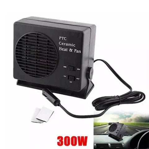 Portable Ceramic Car Heater 300W - 12V Fast Defrost Fan
