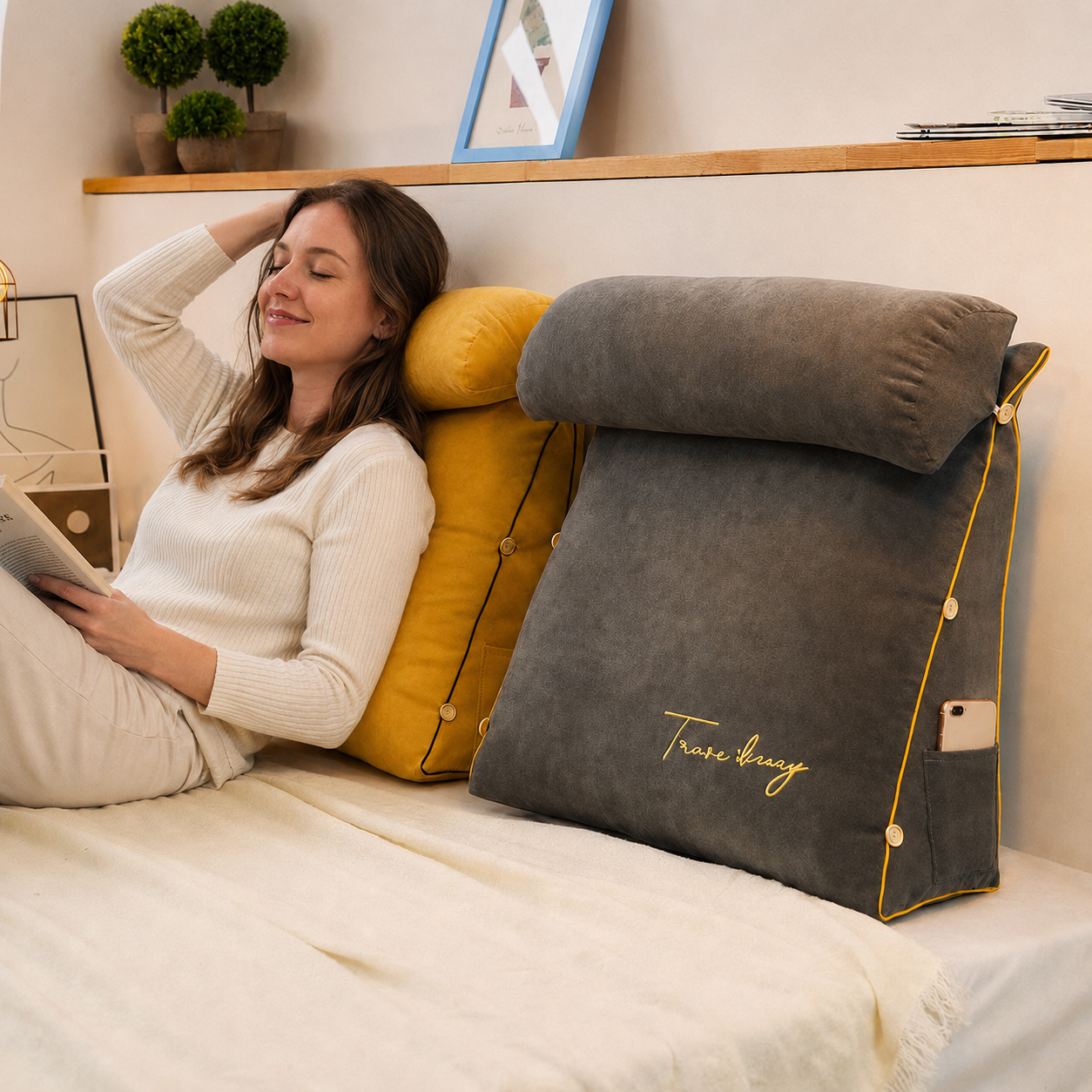 Sleeping Pillow - Triangular Reading Back Support Pillow