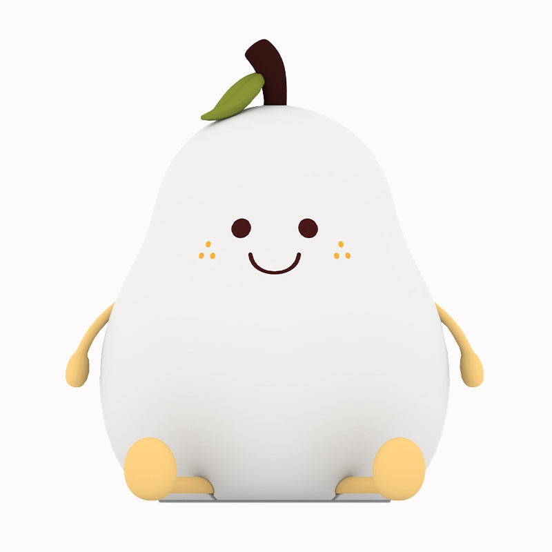 Silicone Pear Night Light – Touch-Dim Bedside Lamp