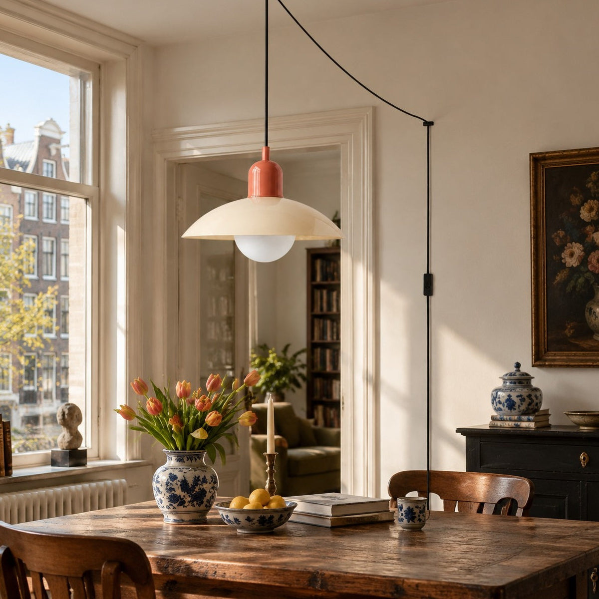 Mid Century Bauhaus Plug-In Pendant Light