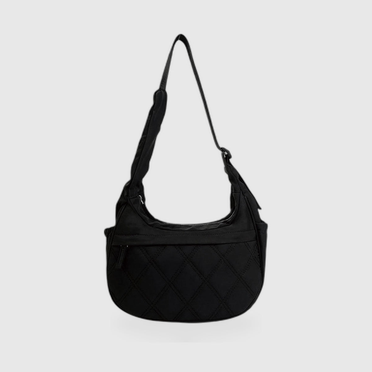 Quilted Crescent Hobo Bag – Diamond-Stitch Shoulder Bag