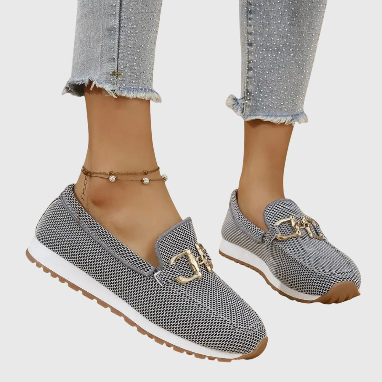 Women’s Mesh Bit Loafer Sneakers – Breathable Slip-On Comfort Shoes