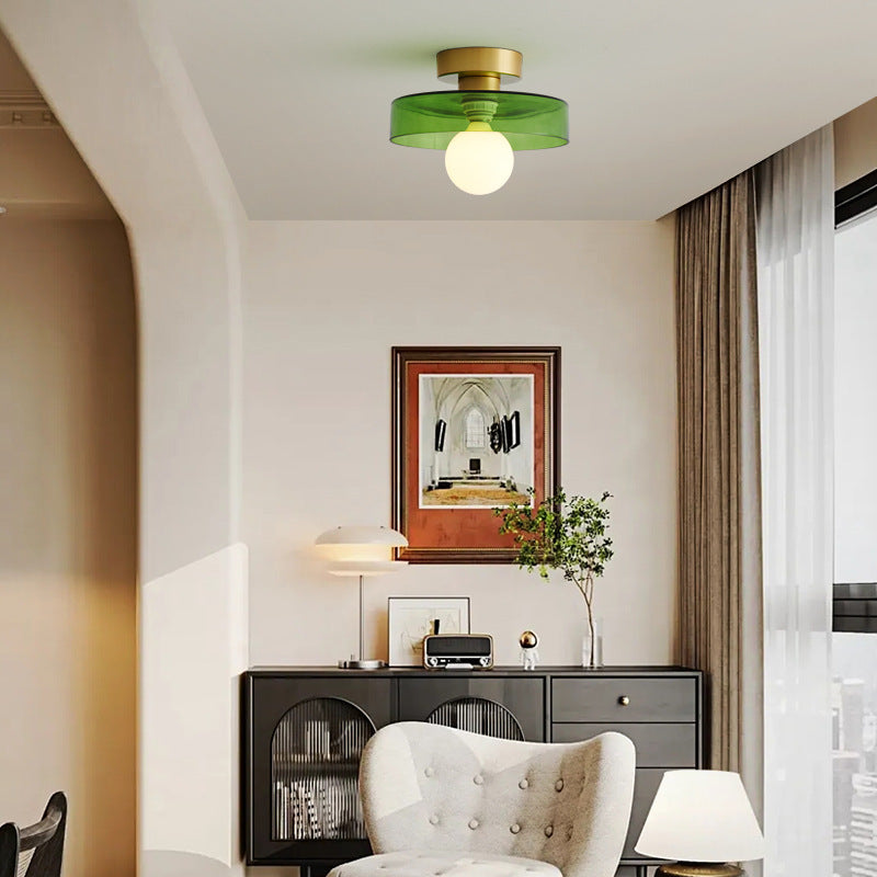 Bauhaus Ceiling Lamp - French-Inspired Brass Glass Geometric