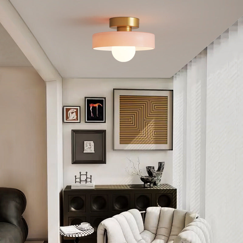 Bauhaus Ceiling Lamp - French-Inspired Brass Glass Geometric