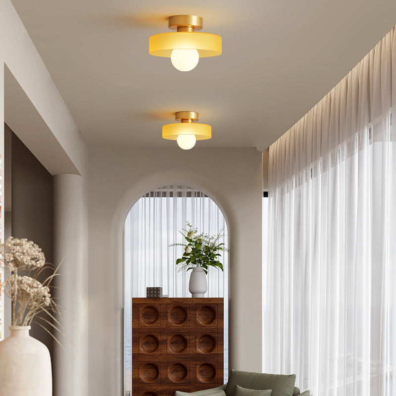 Bauhaus Ceiling Lamp - French-Inspired Brass Glass Geometric