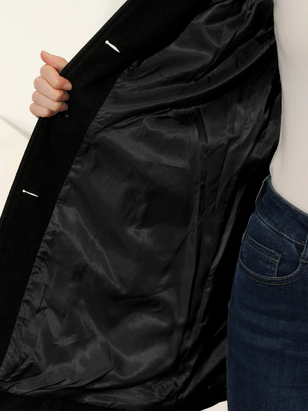Women's Tailored Coat - Classic Collar with Button Closure