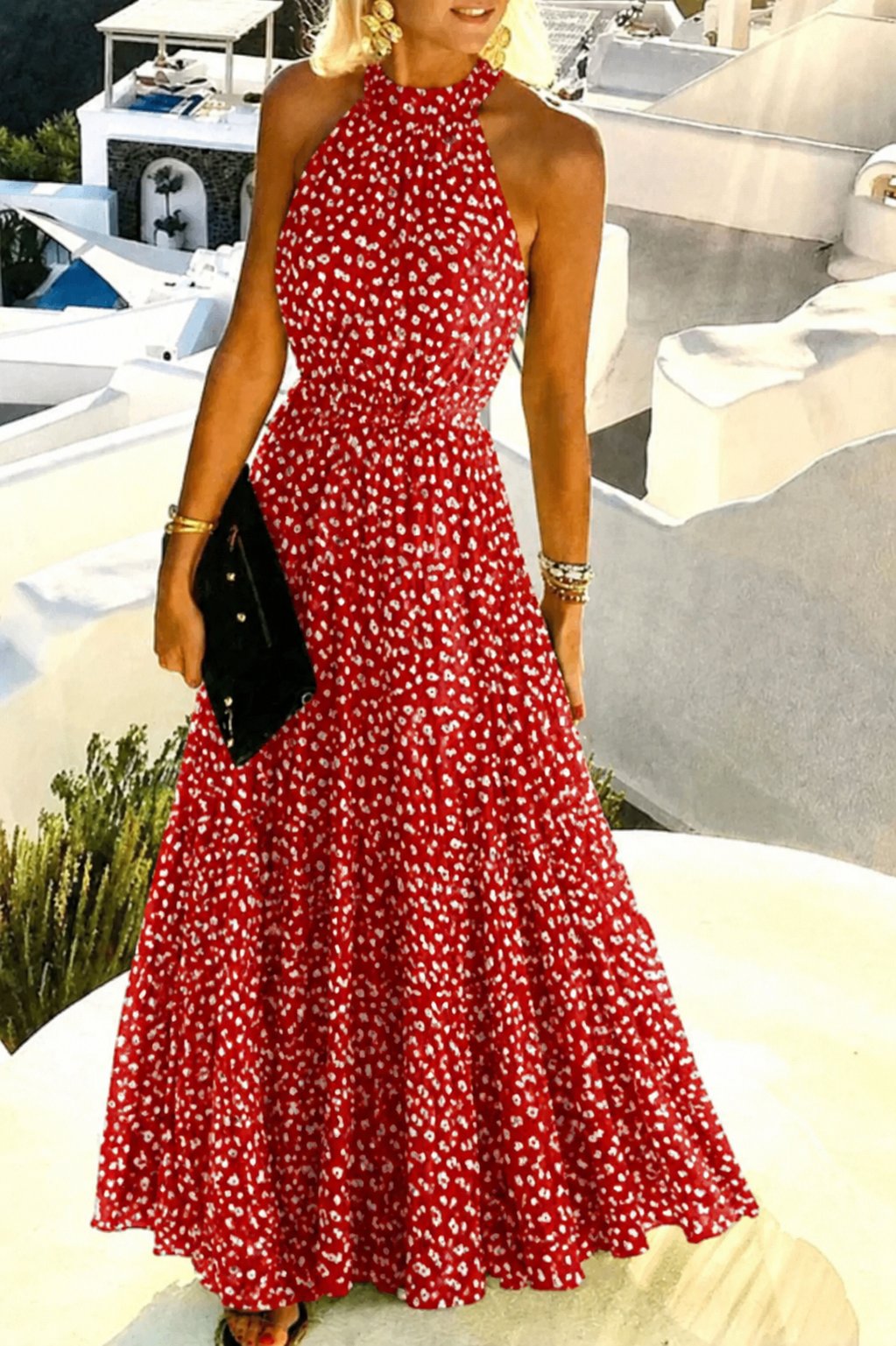 Women's Summer Boho Sleeveless Halter Maxi Dress – Summer Boho