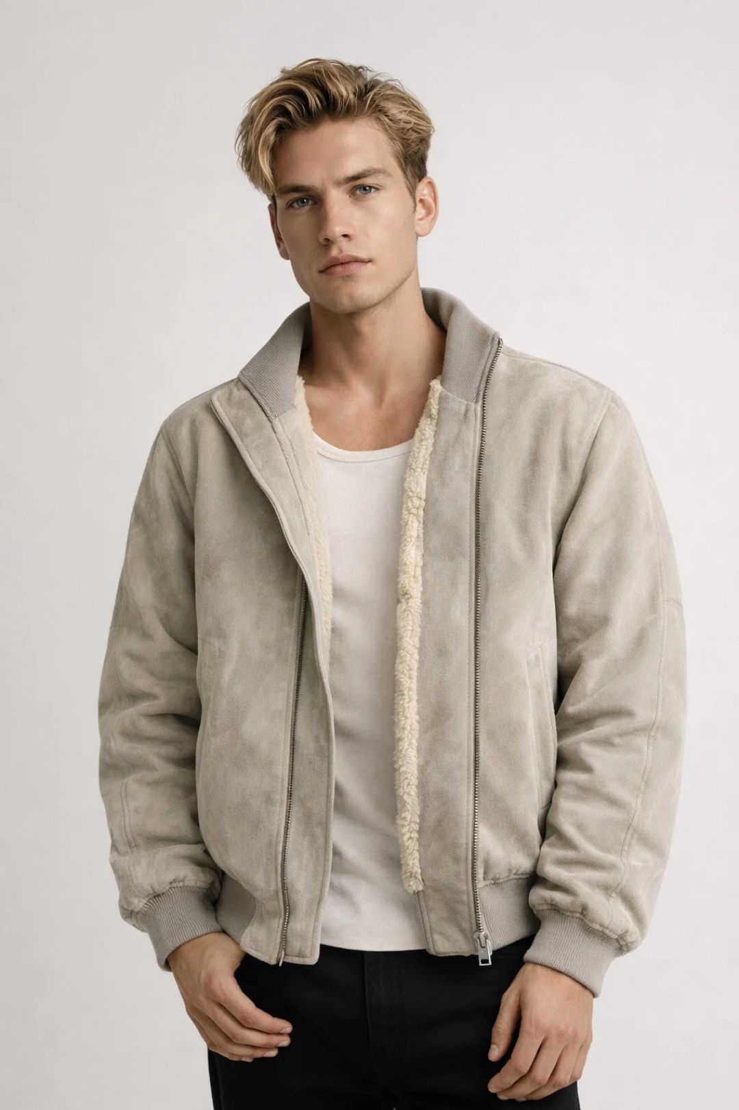 Men's Zip Jacket - Rugged Hip-Length Winter Coat