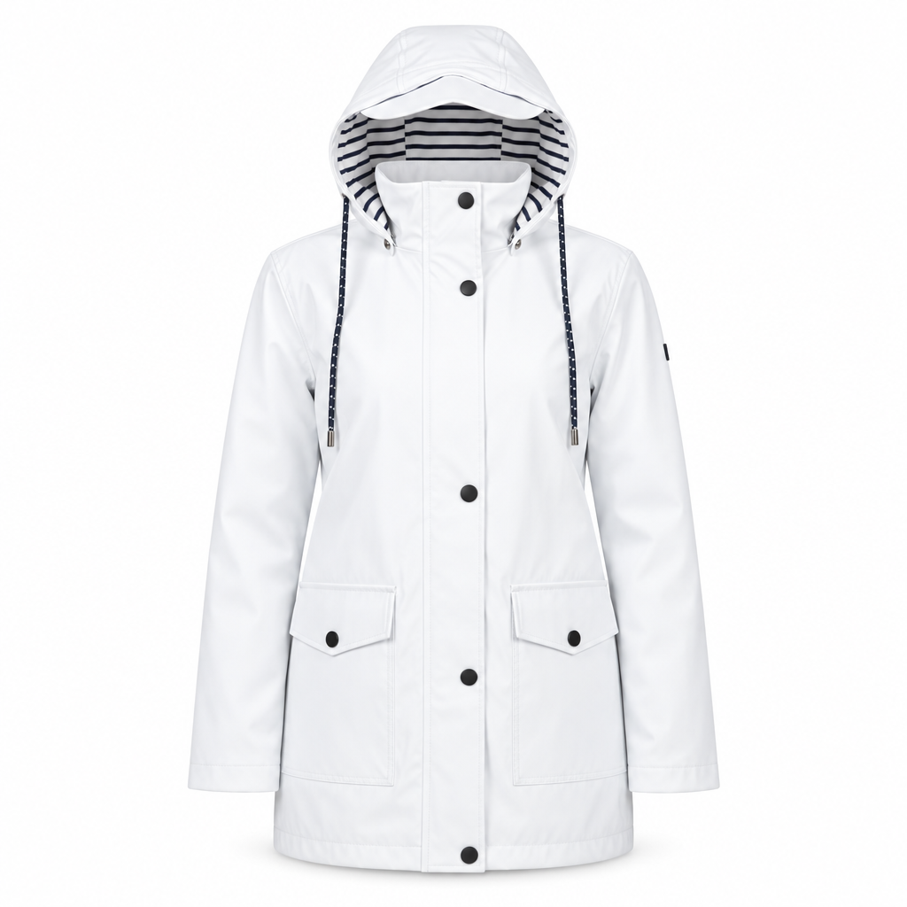 Women's Lightweight Hooded Jacket with Striped Lining