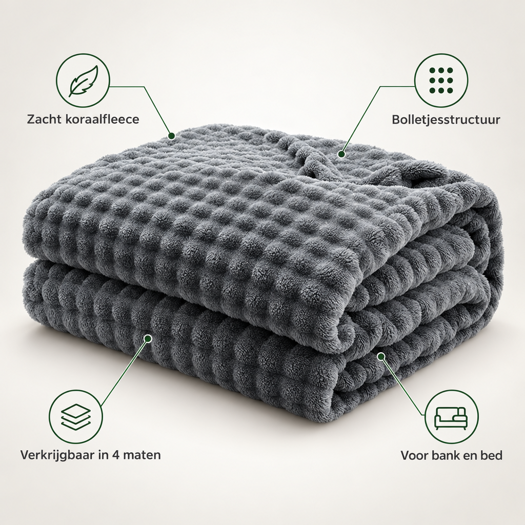 Textured Coral Fleece Throw Blanket for Sofa and Bed
