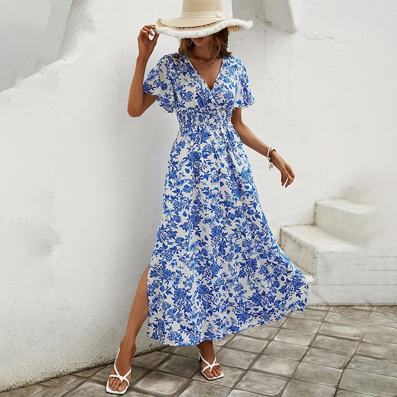 boho midi dress with short sleeves Women's Short-Sleeve V-Neck – Boho parentId:296706 Lenny Black Regular Metallic hang air dry Colour:Lavender
