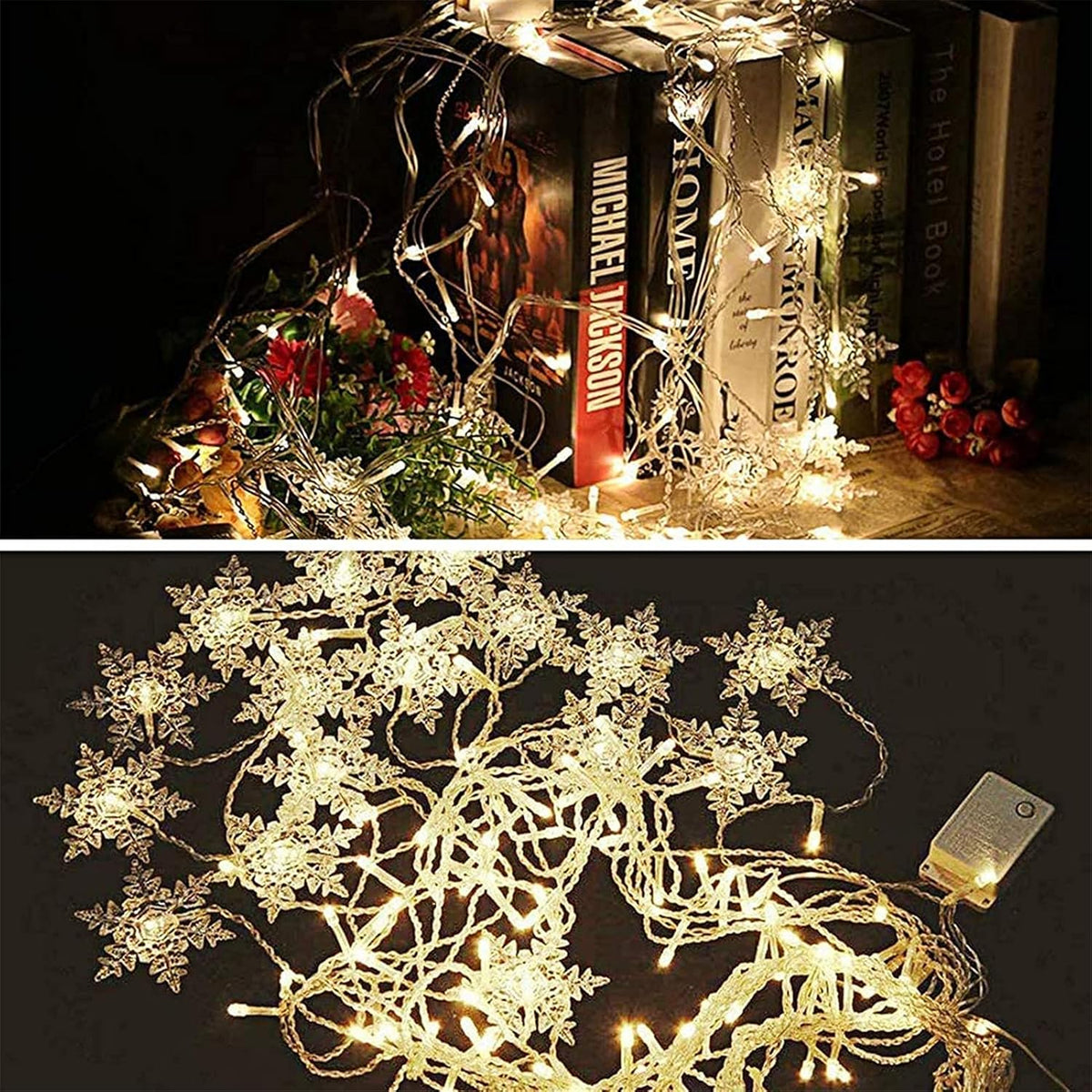 LED Snowflake Curtain Lights – 8-Mode Christmas String Lights
