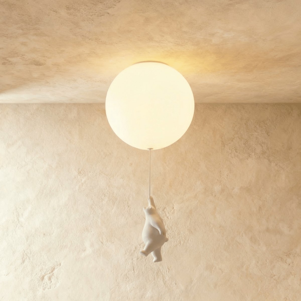 Minimalist Metal Ceiling Light with Bear Figurine