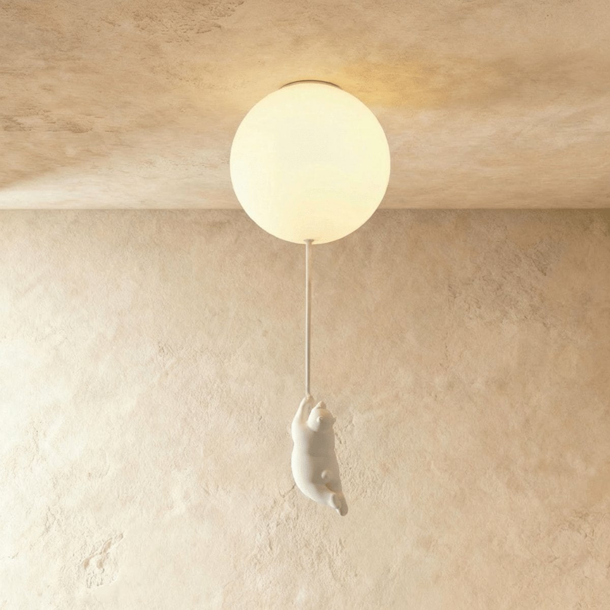 Minimalist Metal Ceiling Light with Bear Figurine