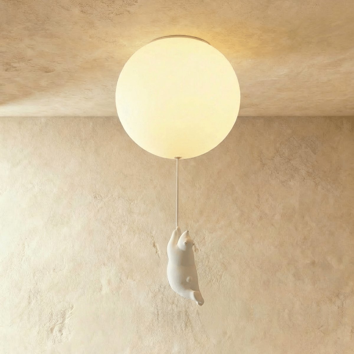 Minimalist Metal Ceiling Light with Bear Figurine