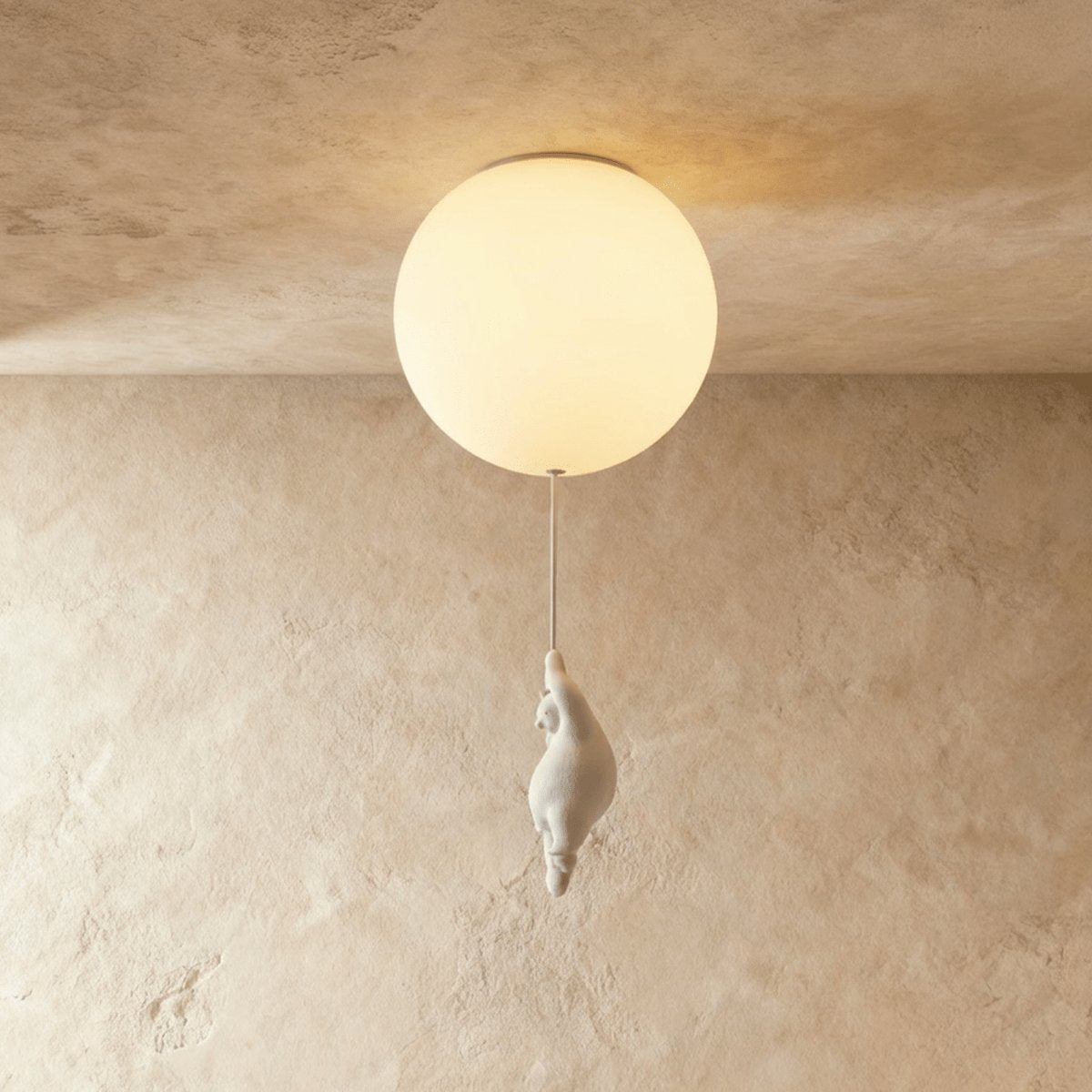 Minimalist Metal Ceiling Light with Bear Figurine