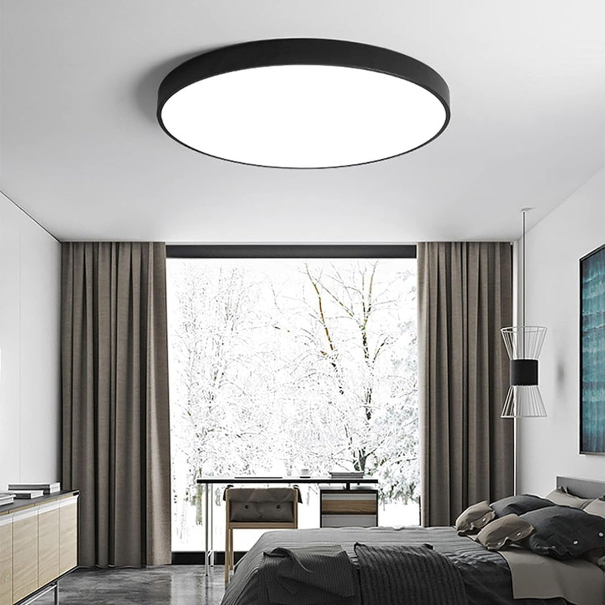 Modern Round LED Flush Ceiling Light Flat Disk