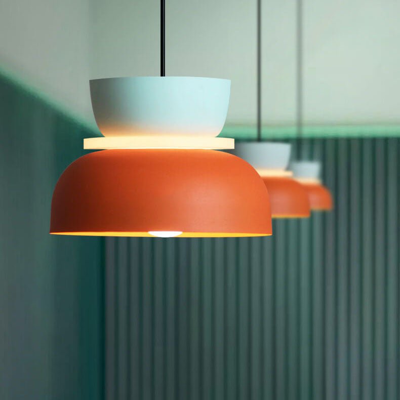 Nordic Metal LED Pendant Light Macaron Tiered Shade