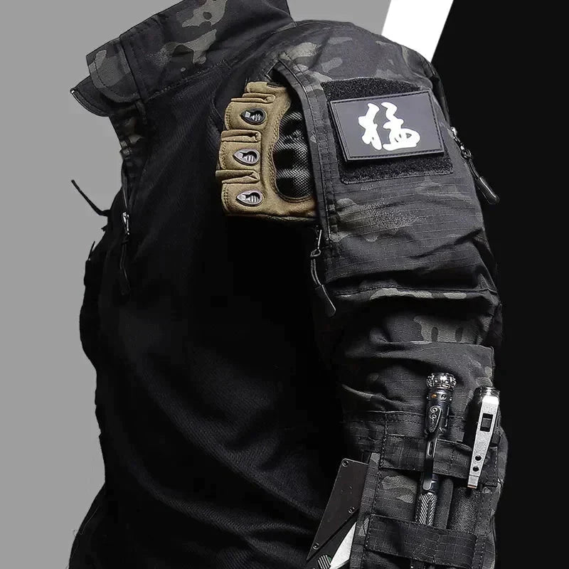 Men's Outdoor Set - Longsleeve Shirt with Cargo Pants in Military Style