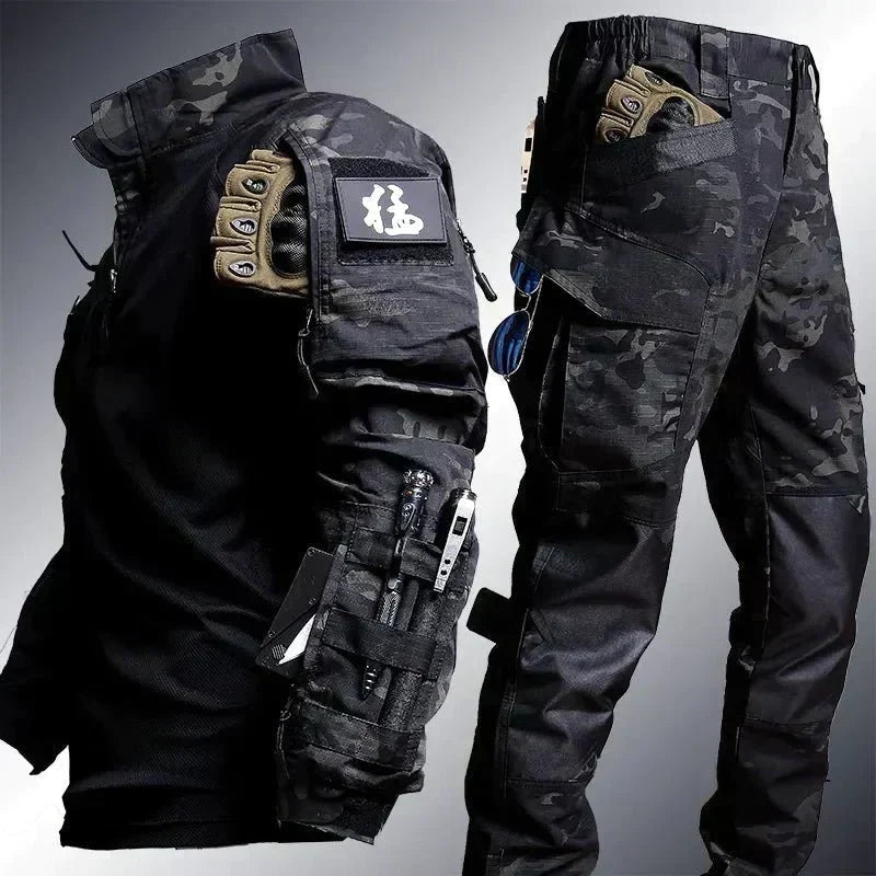Men's Outdoor Set - Longsleeve Shirt with Cargo Pants in Military Style