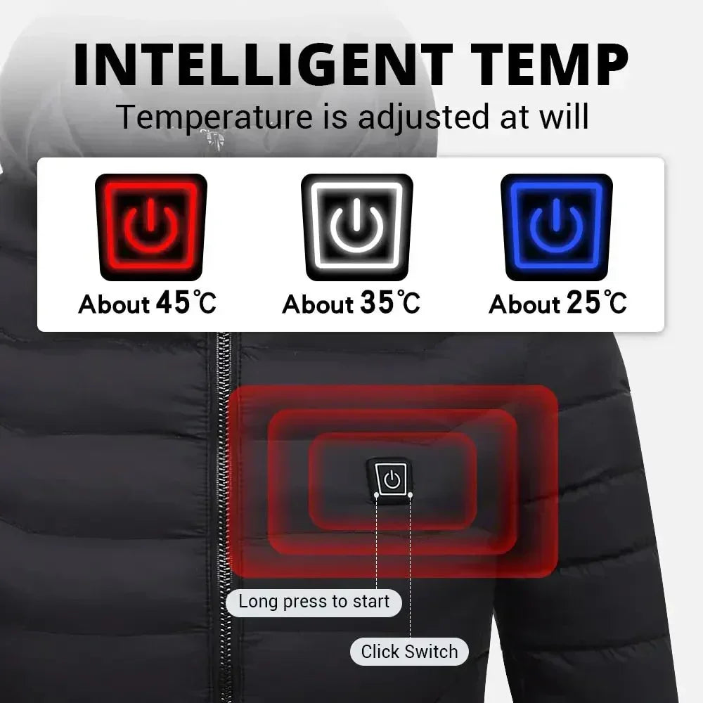 Unisex Rechargeable Heated Winter Jacket - Adjustable Heat Zones
