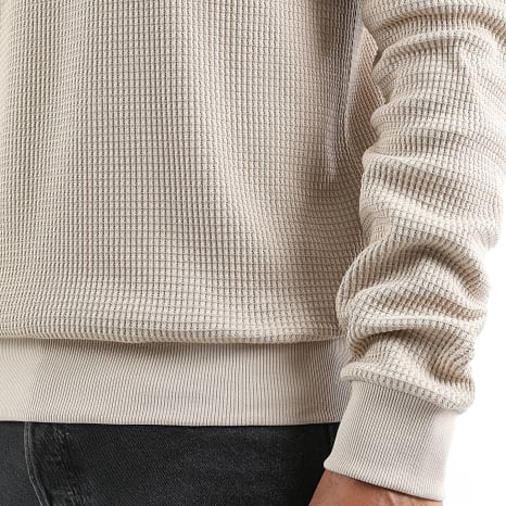 Men's Sweater - Zip Collar with Waffle Texture