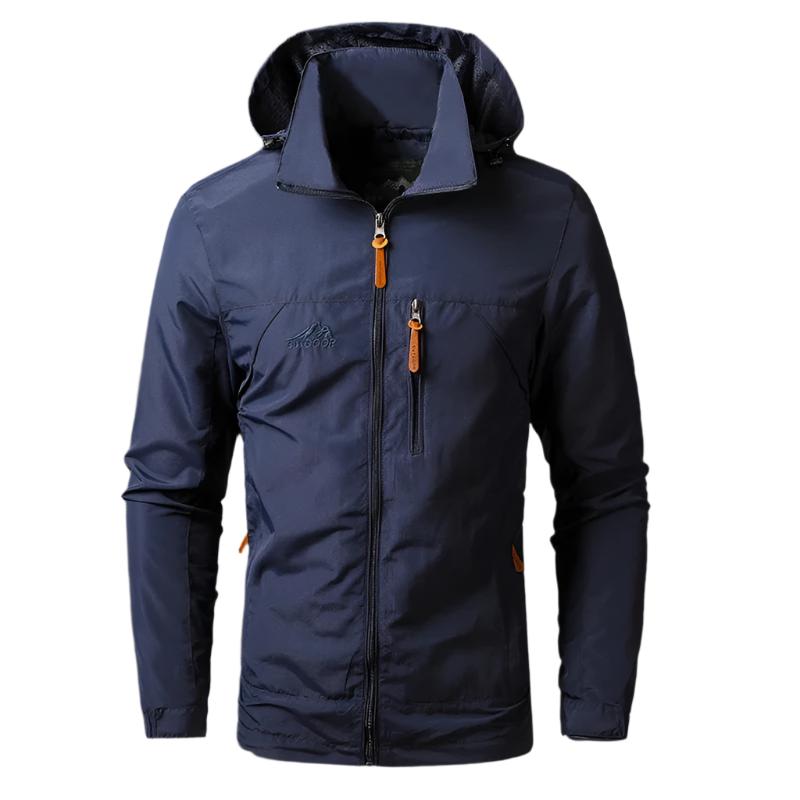 Men's Waterproof Windproof Hiking Jacket - Multiple Zip Pockets