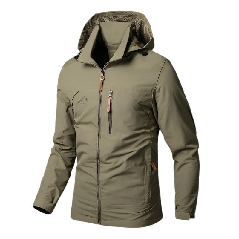 Men's Waterproof Windproof Hiking Jacket - Multiple Zip Pockets