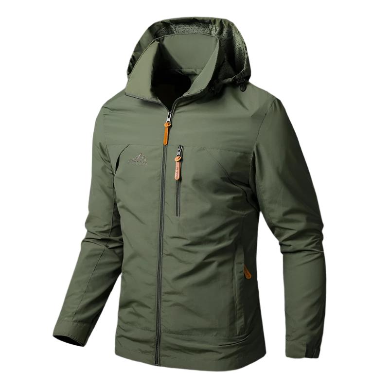 Men's Waterproof Windproof Hiking Jacket - Multiple Zip Pockets
