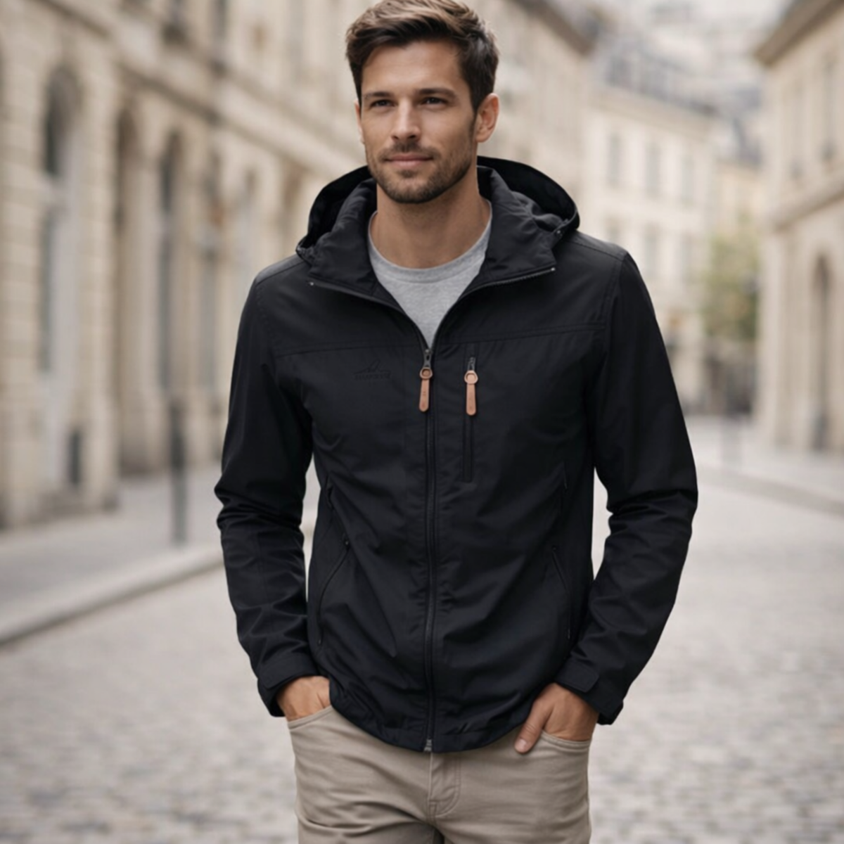 Men's Waterproof Windproof Hiking Jacket - Multiple Zip Pockets