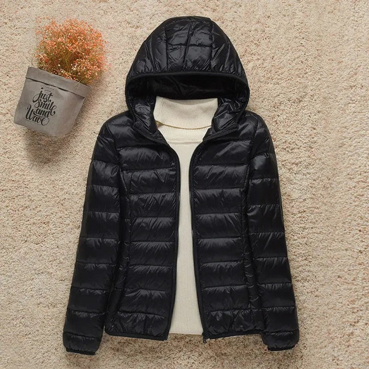 Women's Quilted Puffer Jacket with Hood