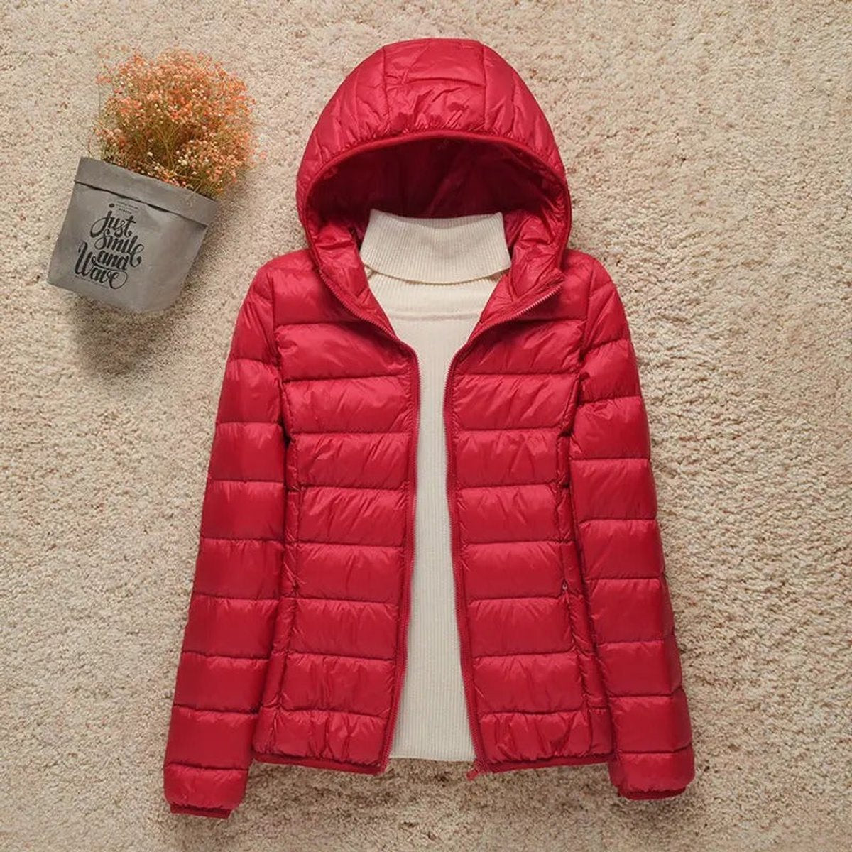 Women's Quilted Puffer Jacket with Hood