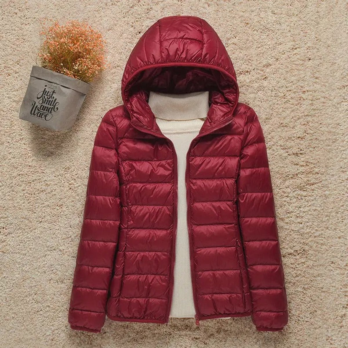 Women's Quilted Puffer Jacket with Hood