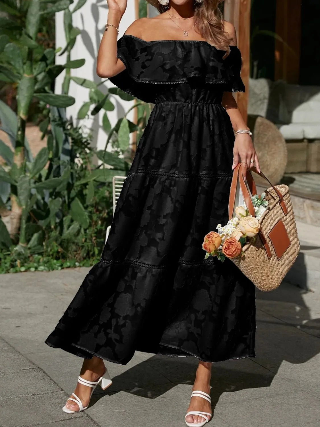 Women's Wedding Guest Off-Shoulder Maxi Dress – Wedding Guest