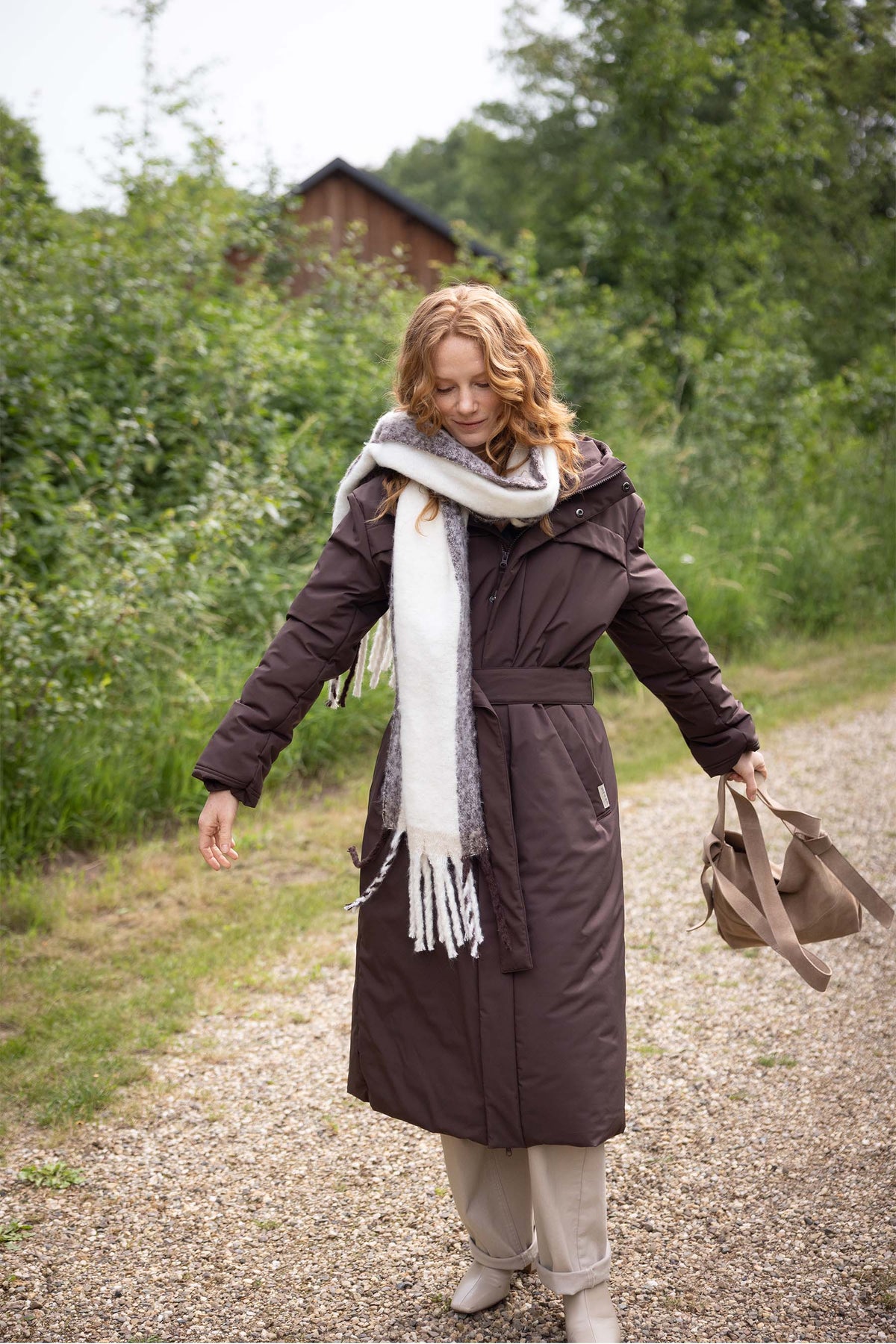 Long Padded Coat with Belt
