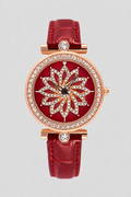 Women's watch with rotating flower dial