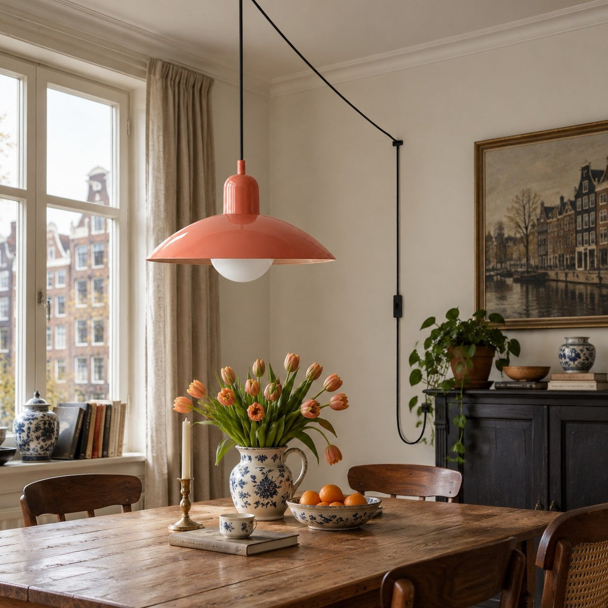Mid Century Bauhaus Plug-In Pendant Light