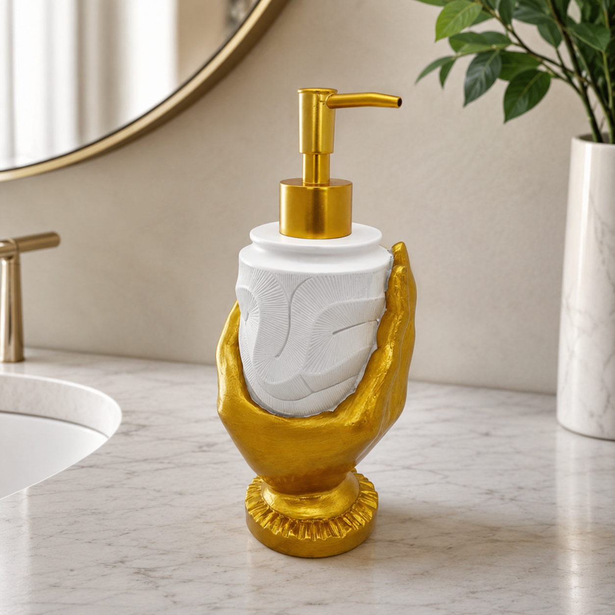 Luxury Sculptural Gold Hand Soap Dispenser