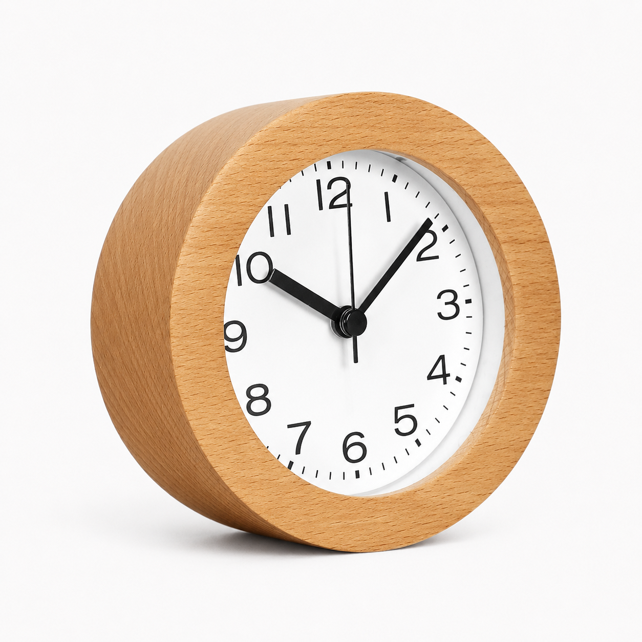Round Wooden Silent LED Alarm Clock