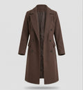 Women's Double-Breasted Long Coat with Lapel Collar