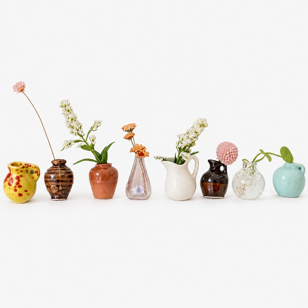 Mini Magnetic Ceramic Vases Fridge Magnets (12 Pieces)
