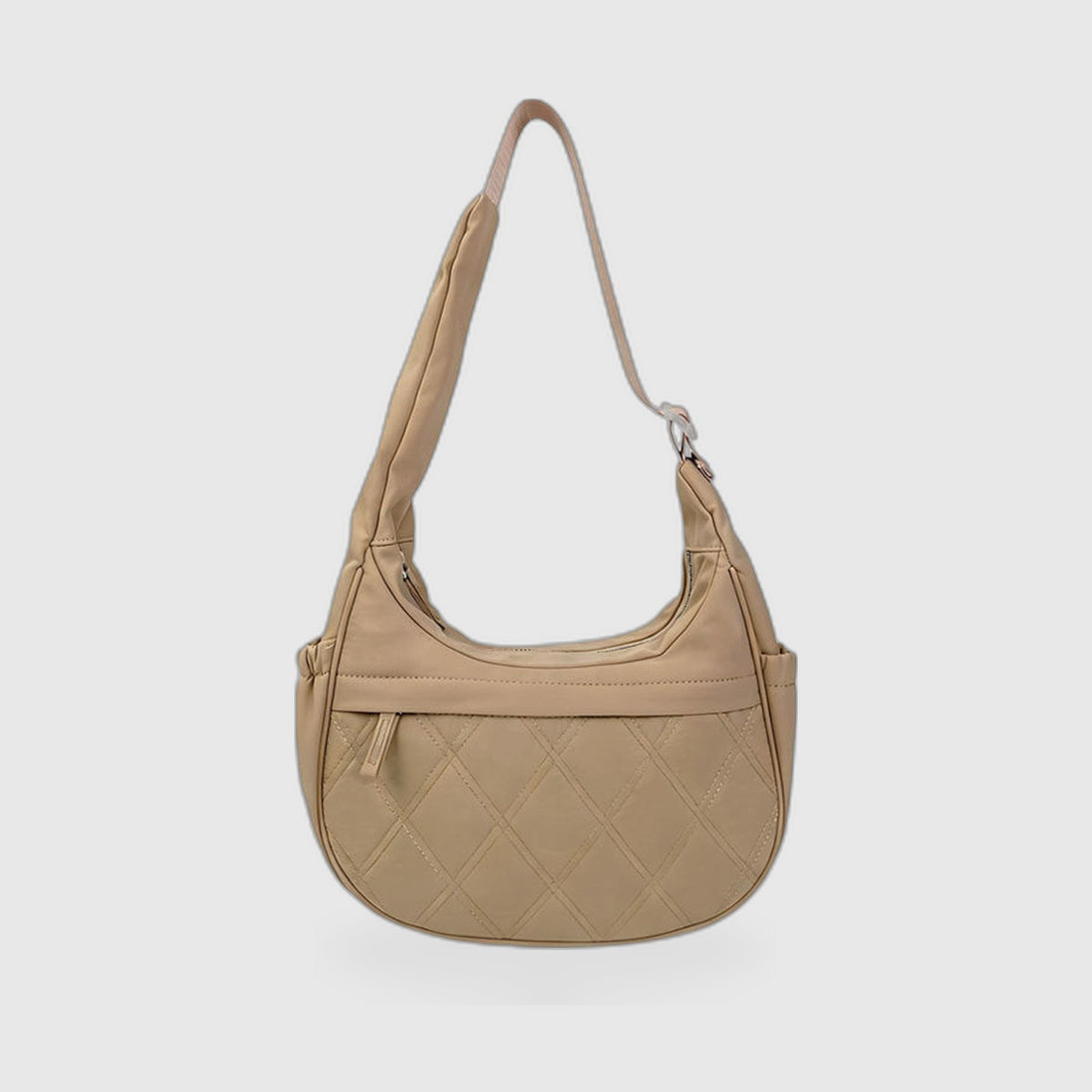 Quilted Crescent Hobo Bag – Diamond-Stitch Shoulder Bag