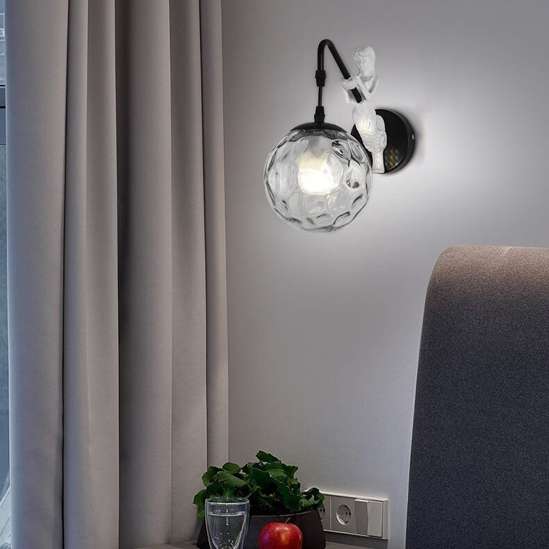 Rustic Orb Wall Lamp - Vintage Design Sconce